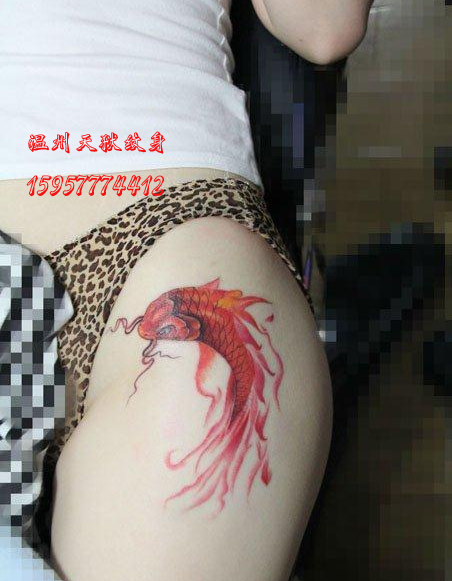 大腿龙鱼纹身